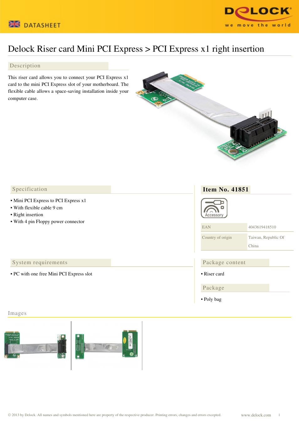 DeLOCK 41851 User Manual | 1 page