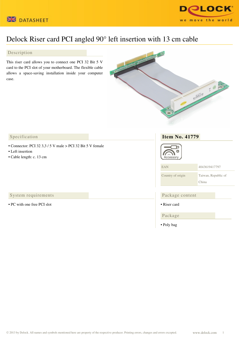 DeLOCK 41779 User Manual | 1 page