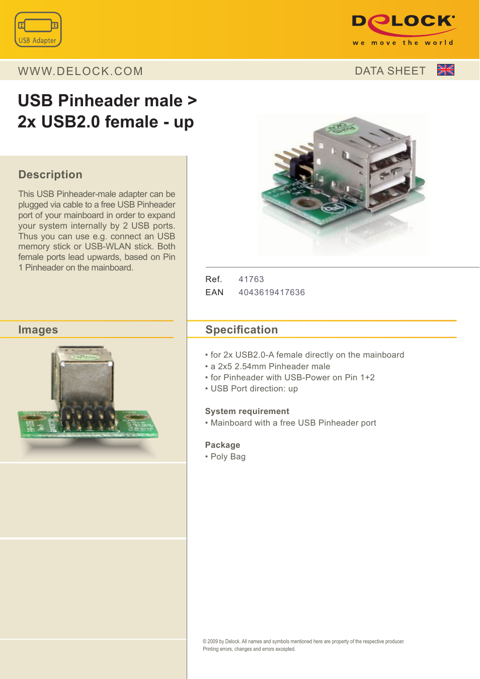 DeLOCK 41763 User Manual | 1 page