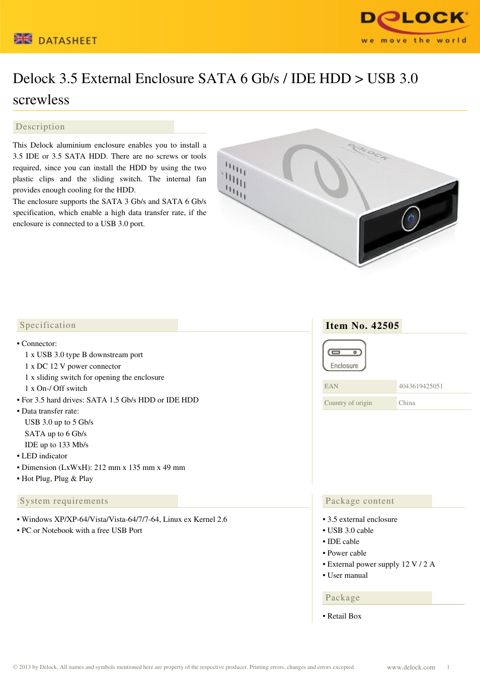 DeLOCK 42505 User Manual | 2 pages