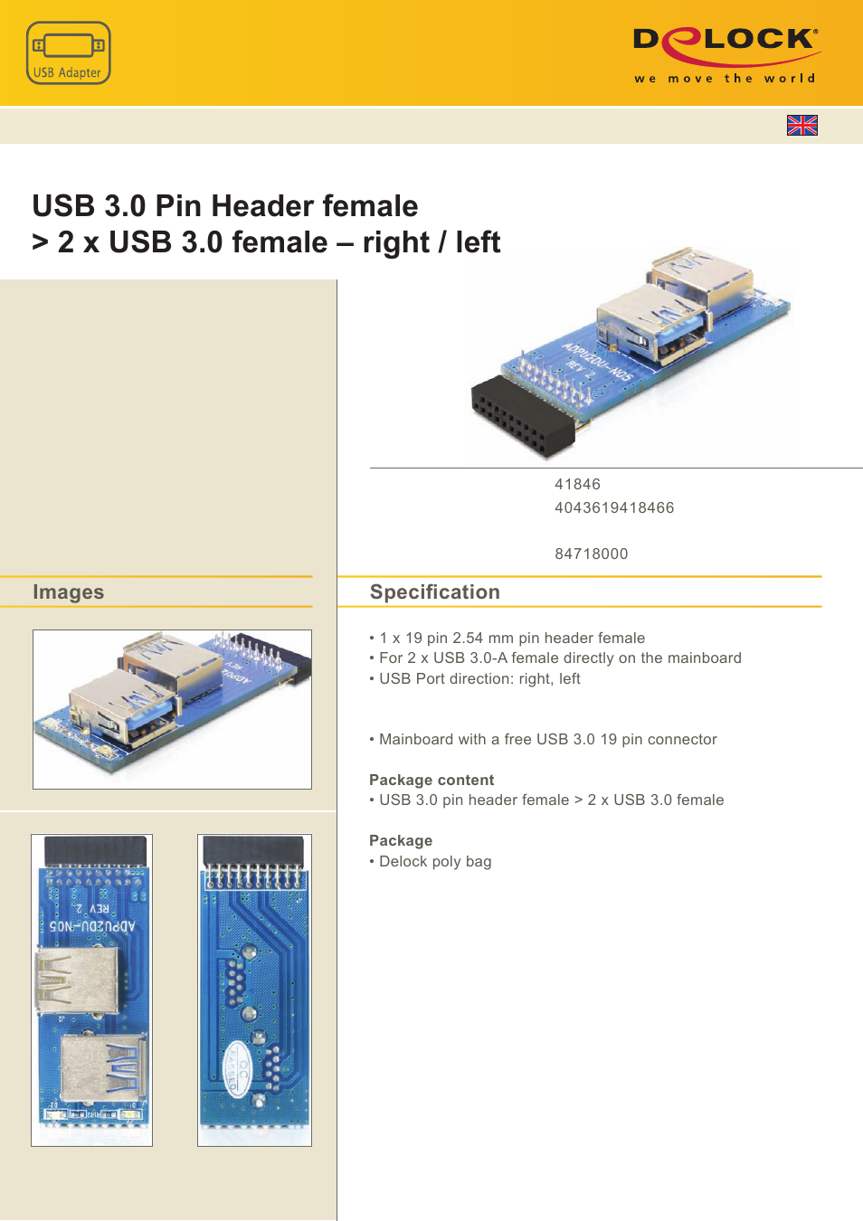 DeLOCK 41846 User Manual | 1 page