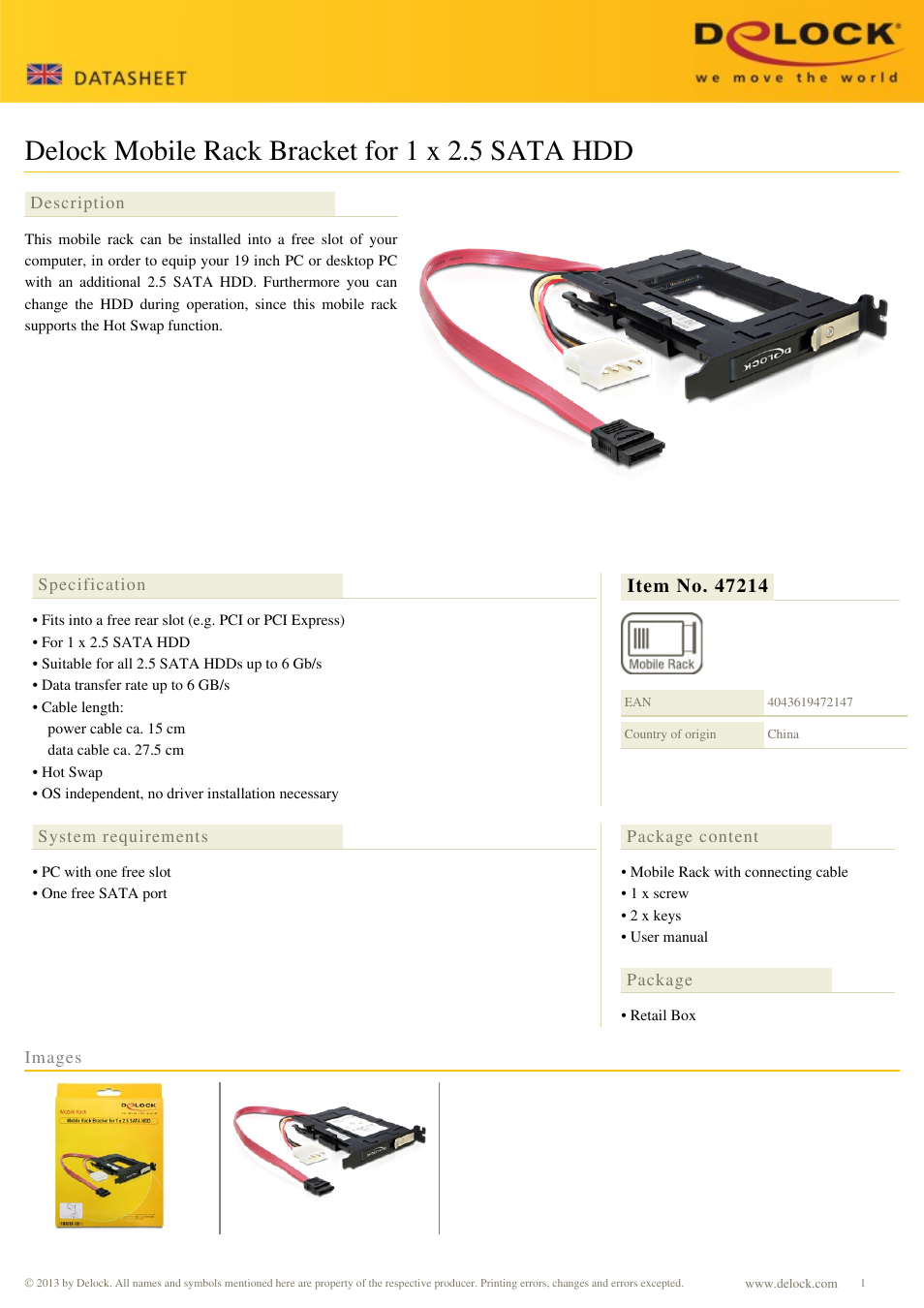DeLOCK 47214 User Manual | 1 page