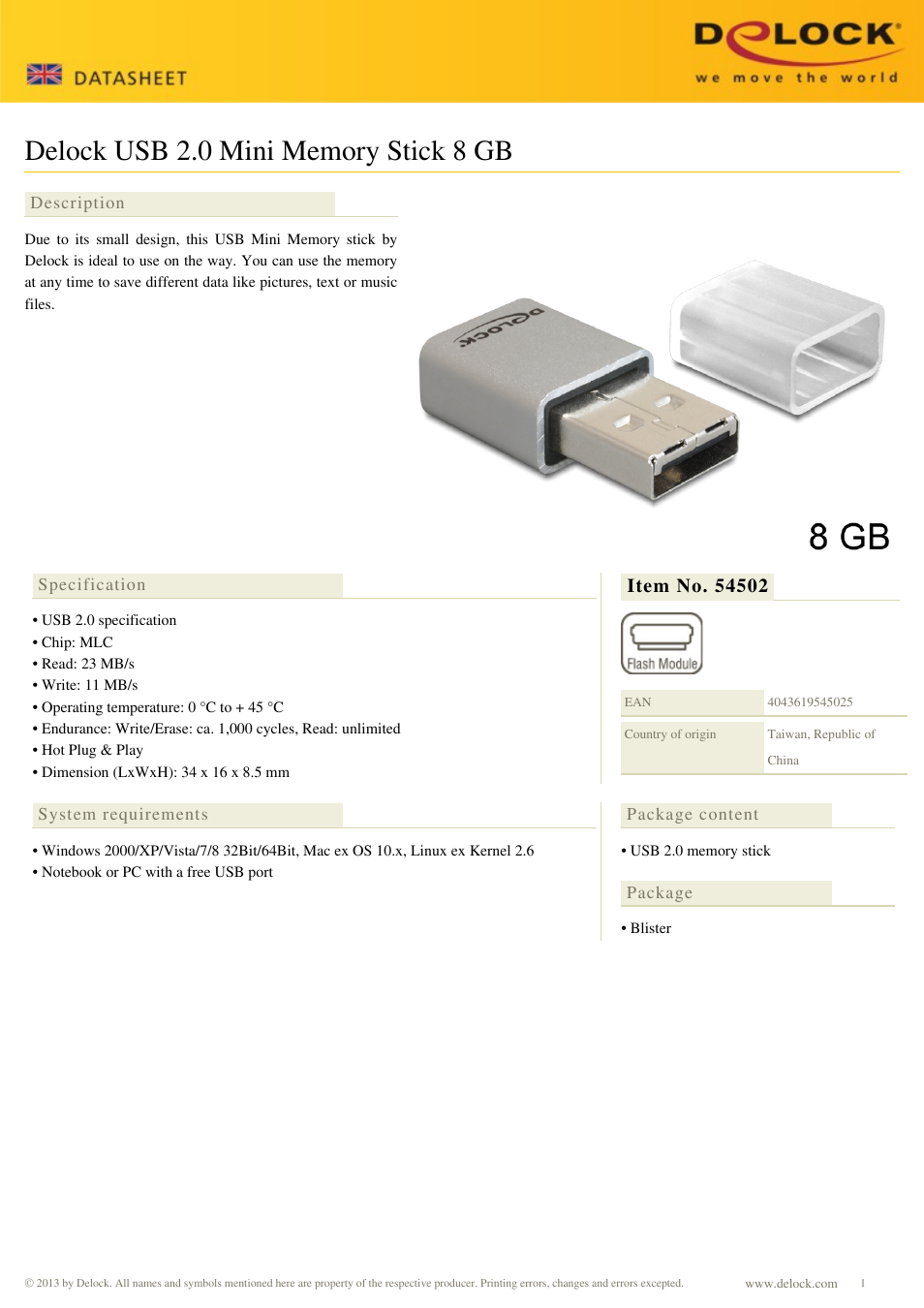 DeLOCK 54502 User Manual | 1 page