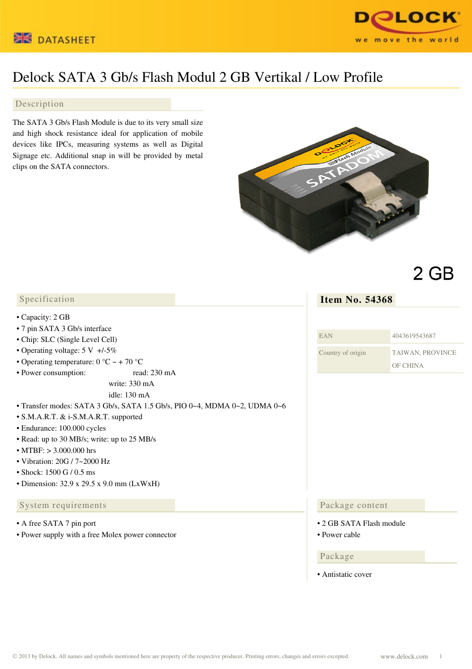 DeLOCK 54368 User Manual | 1 page