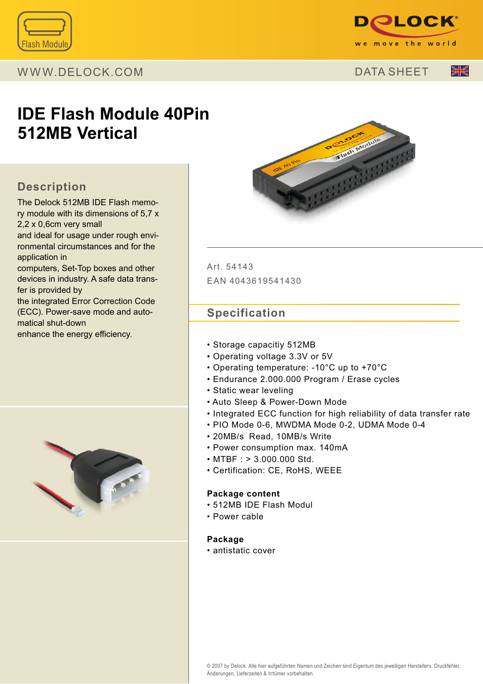 DeLOCK 54143 User Manual | 1 page