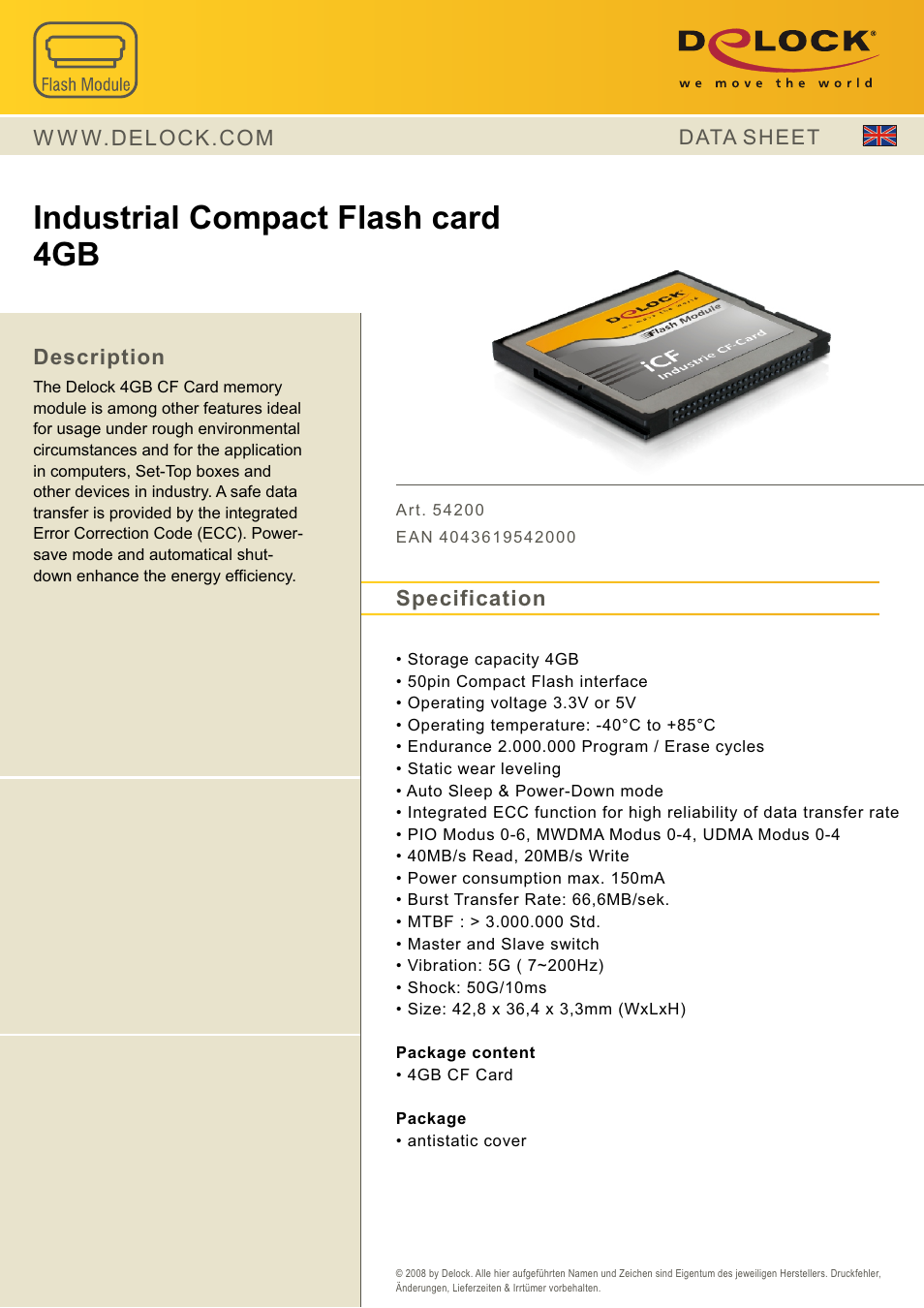 DeLOCK 54200 User Manual | 1 page