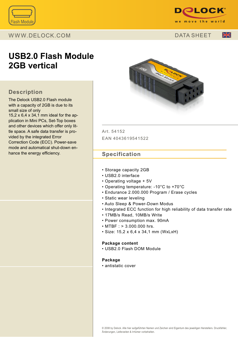 DeLOCK 54152 User Manual | 1 page