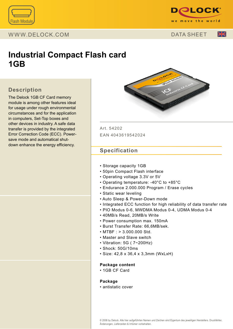 DeLOCK 54202 User Manual | 1 page