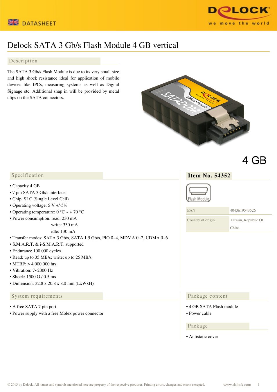 DeLOCK 54352 User Manual | 1 page