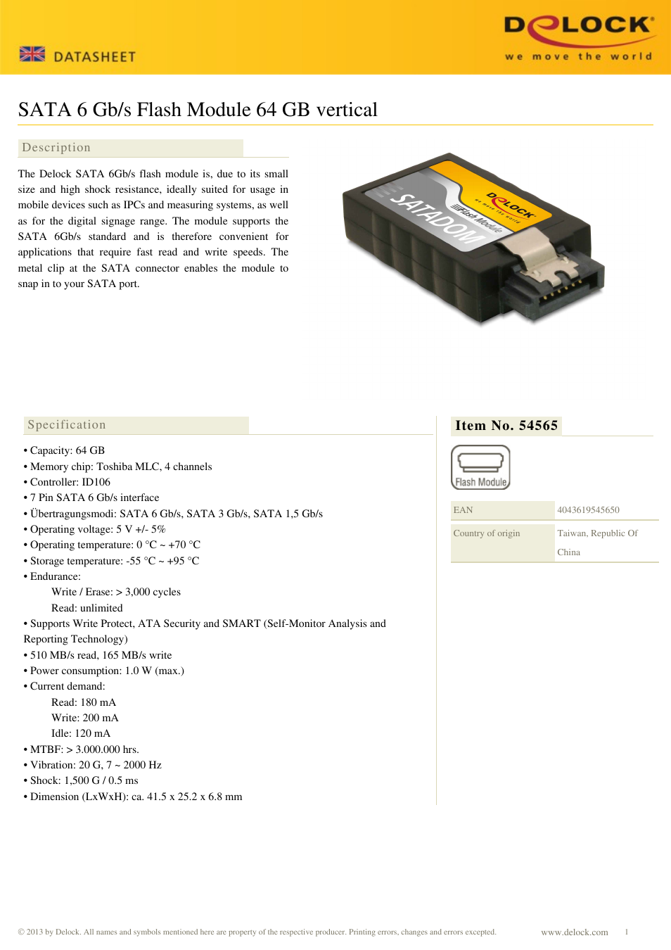 DeLOCK 54565 User Manual | 2 pages