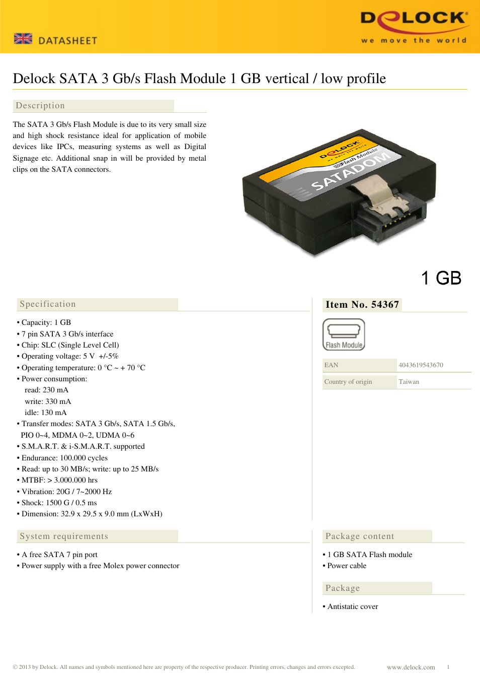 DeLOCK 54367 User Manual | 1 page