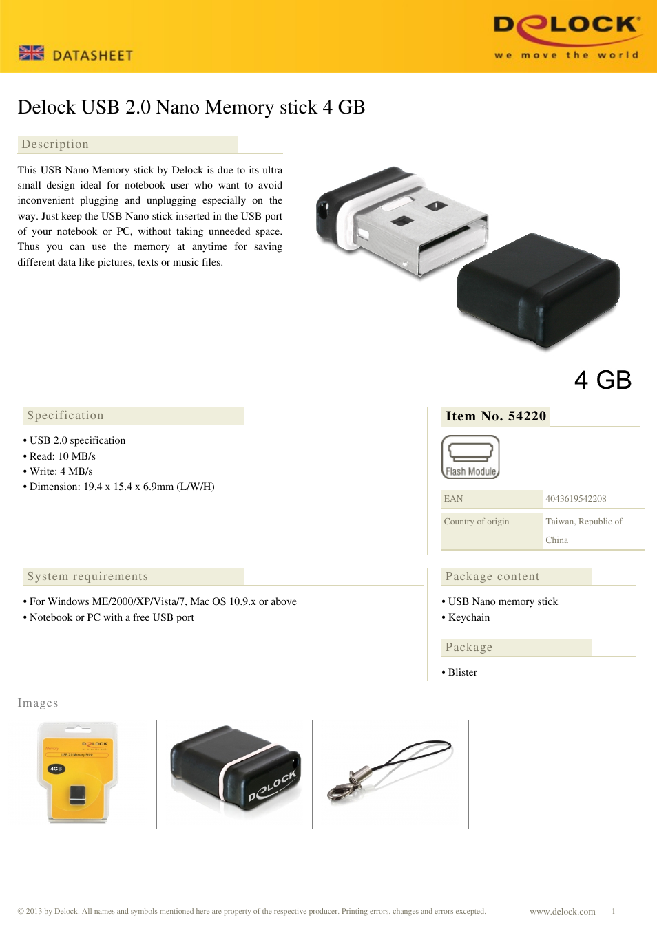 DeLOCK 54220 User Manual | 1 page