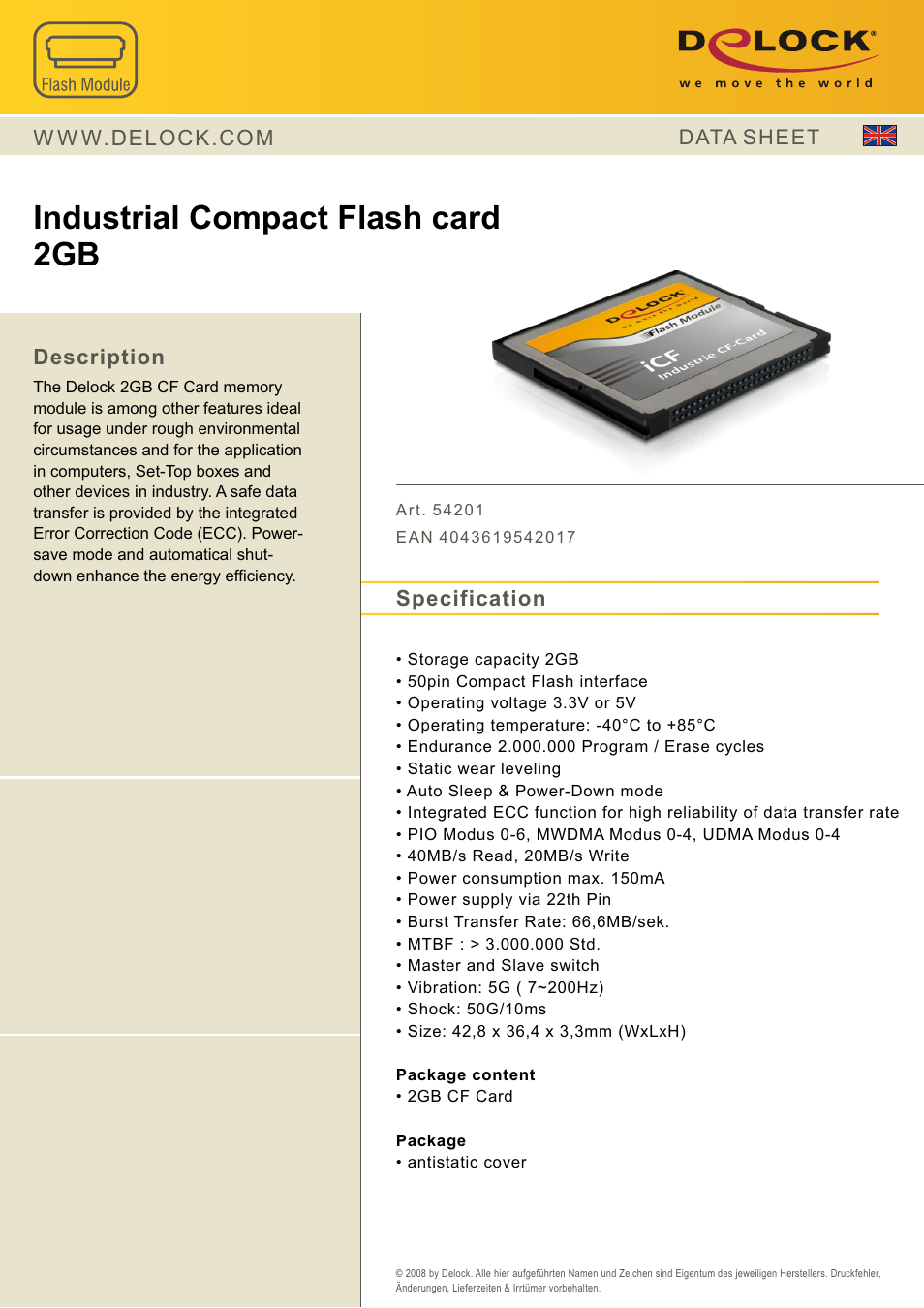 DeLOCK 54201 User Manual | 1 page