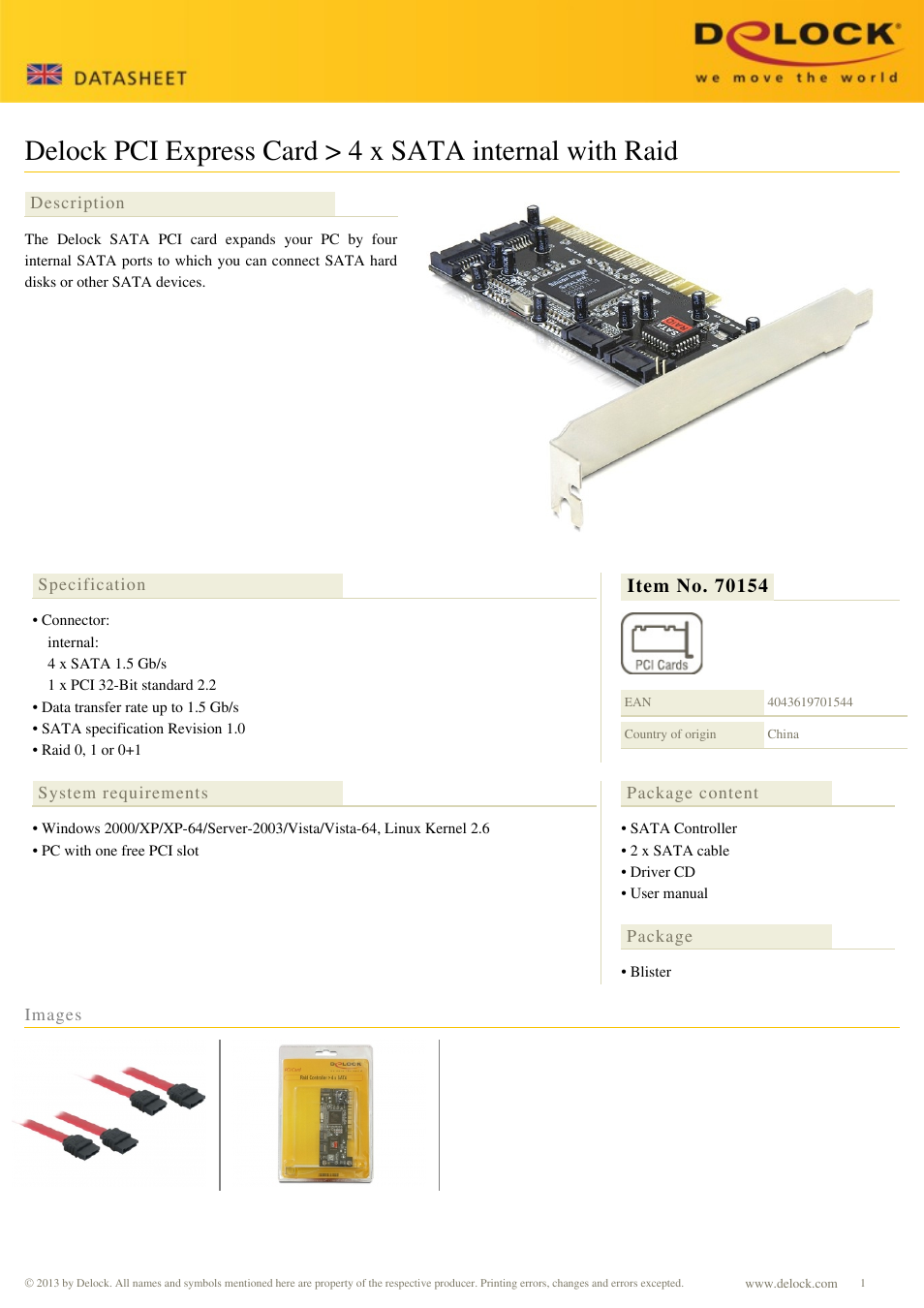 DeLOCK 70154 User Manual | 1 page