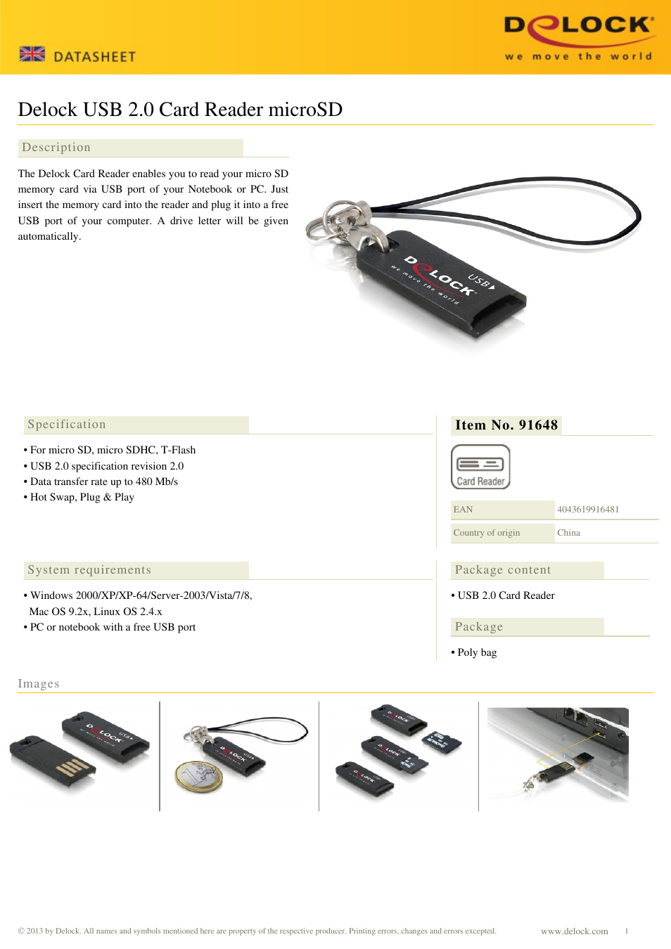 DeLOCK 91648 User Manual | 1 page