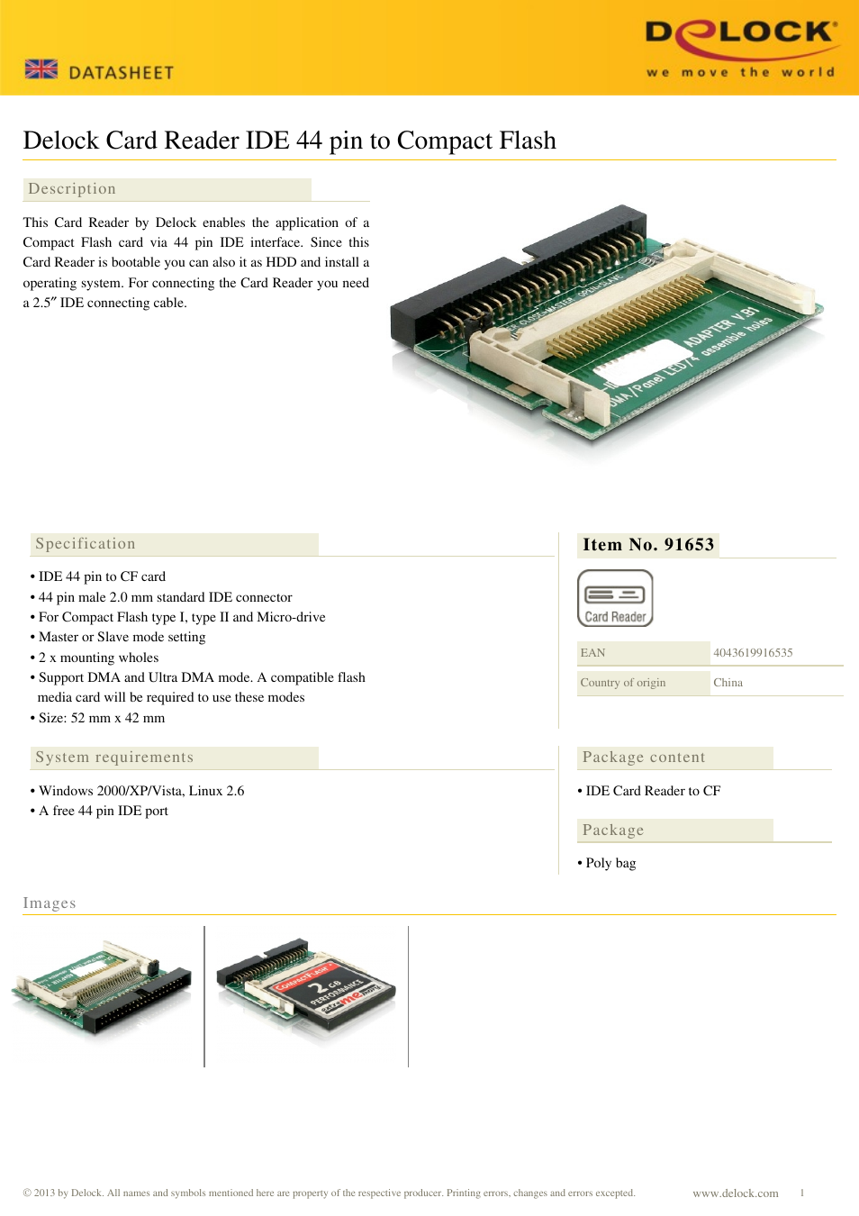 DeLOCK 91653 User Manual | 1 page