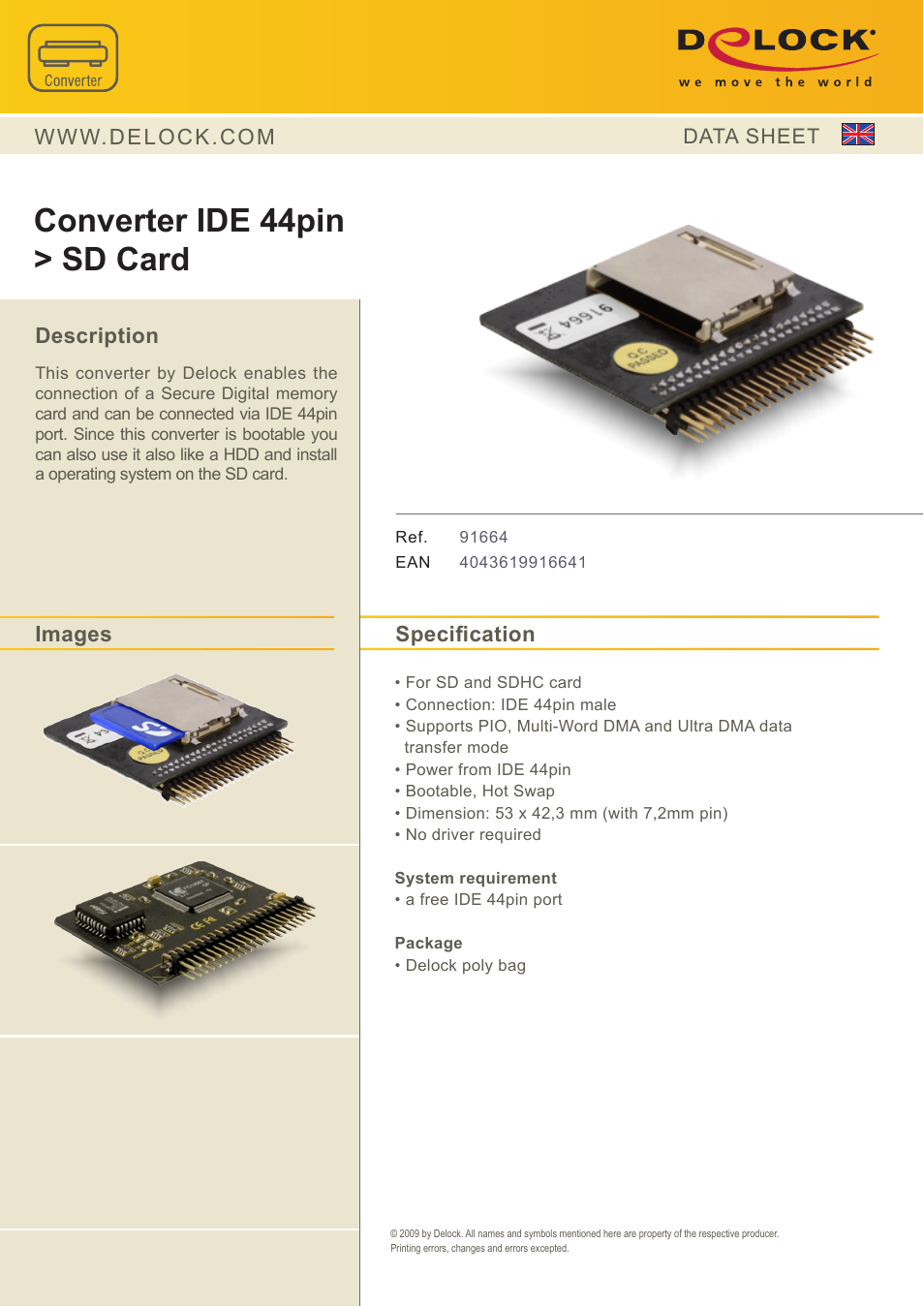 DeLOCK 91664 User Manual | 1 page