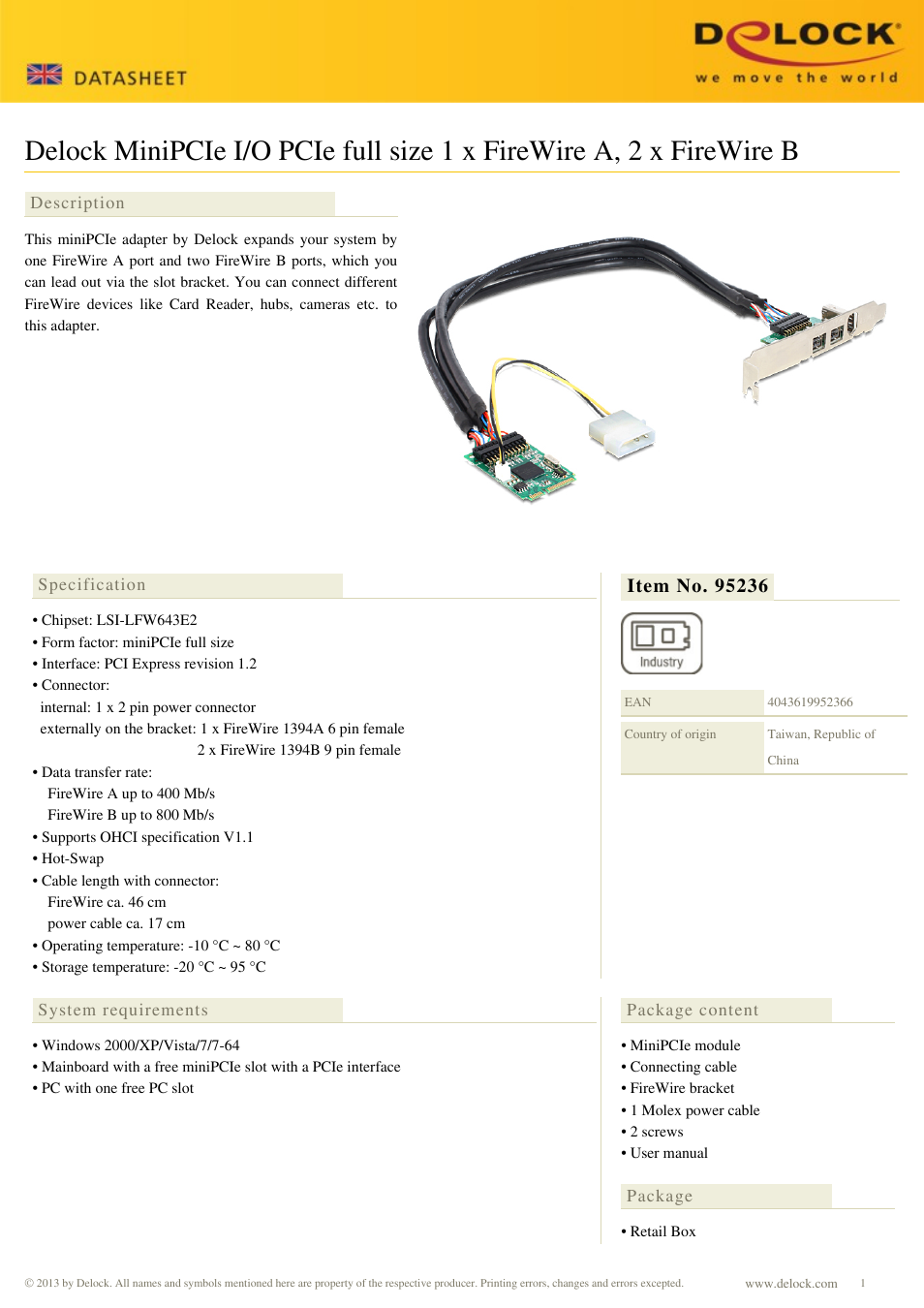 DeLOCK 95236 User Manual | 1 page