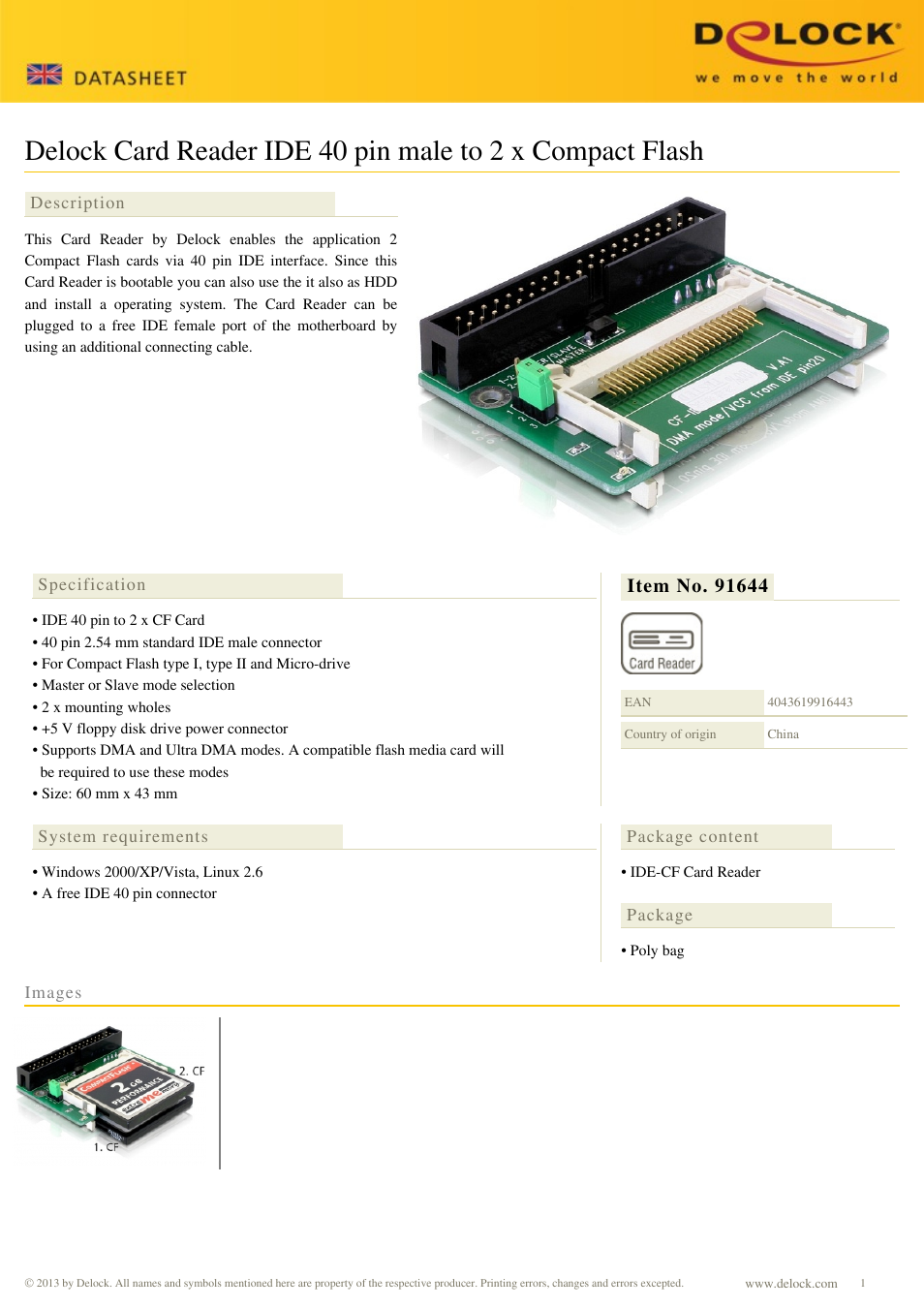 DeLOCK 91644 User Manual | 1 page
