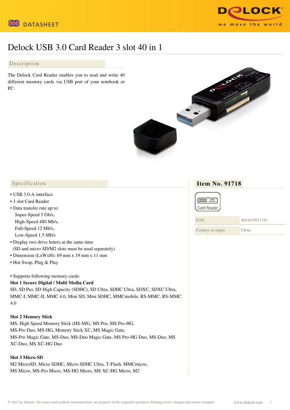 DeLOCK 91718 User Manual | 2 pages