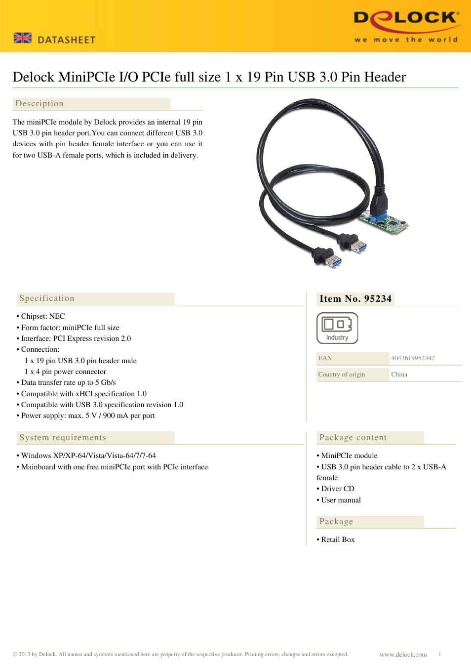 DeLOCK 95234 User Manual | 2 pages