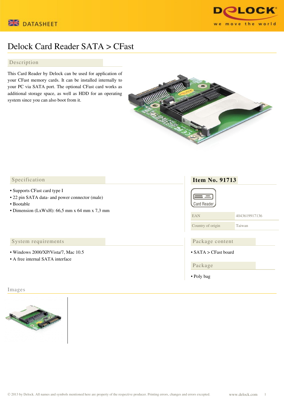 DeLOCK 91713 User Manual | 1 page