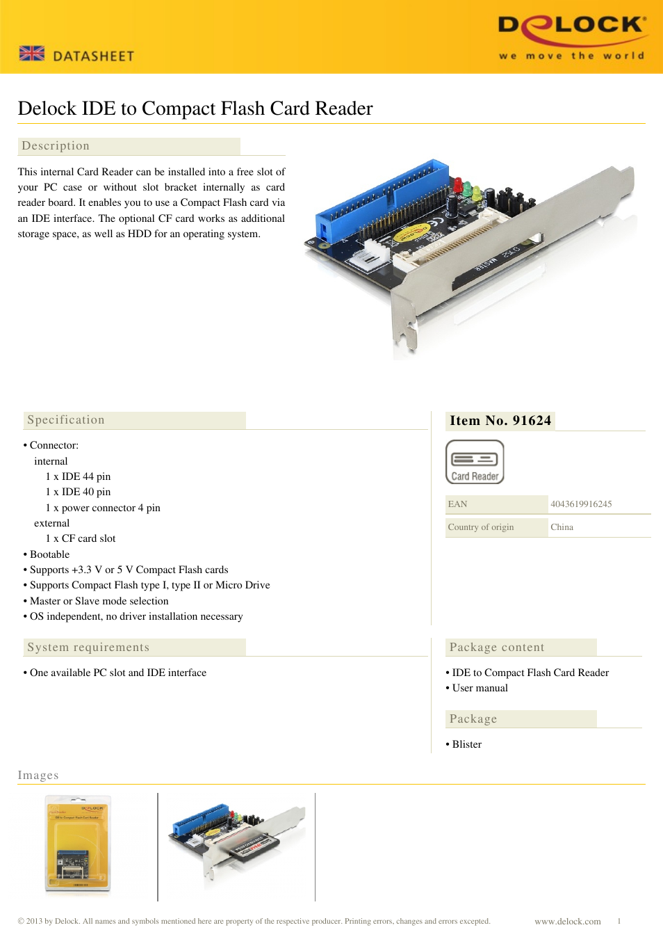 DeLOCK 91624 User Manual | 1 page