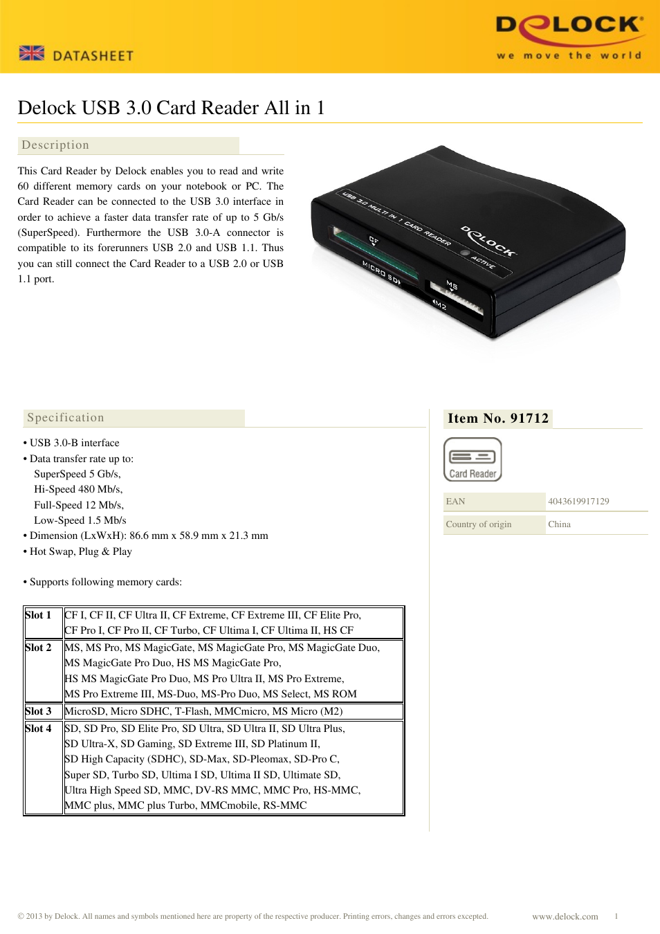 DeLOCK 91712 User Manual | 2 pages