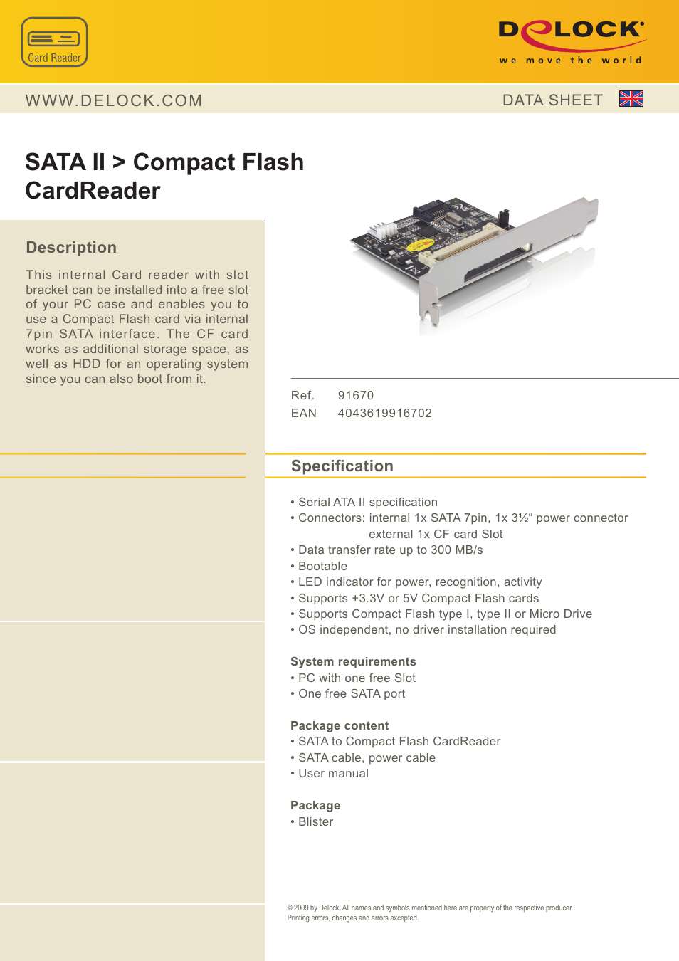 DeLOCK 91670 User Manual | 1 page