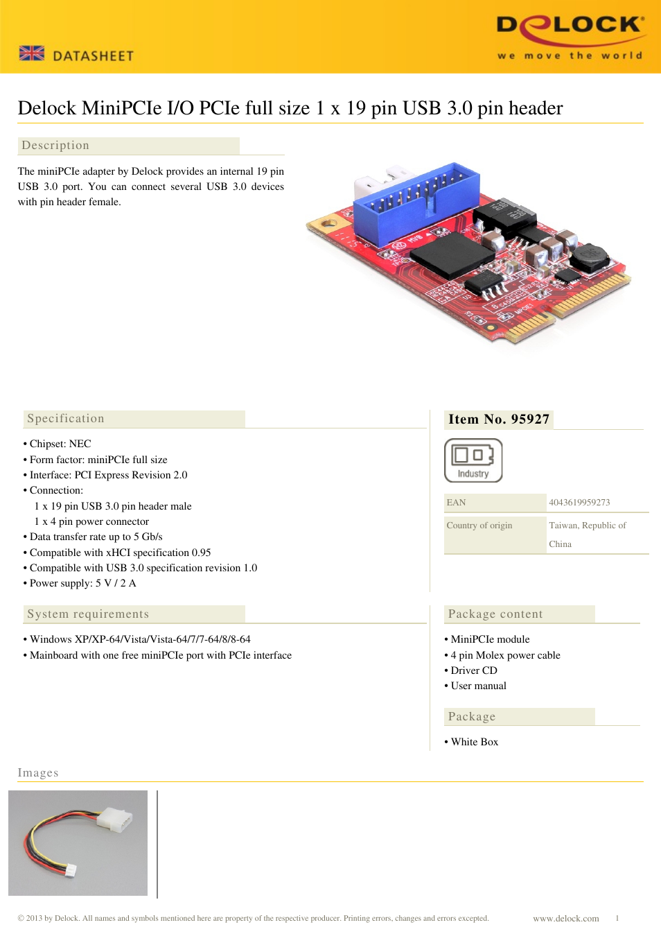 DeLOCK 95927 User Manual | 1 page