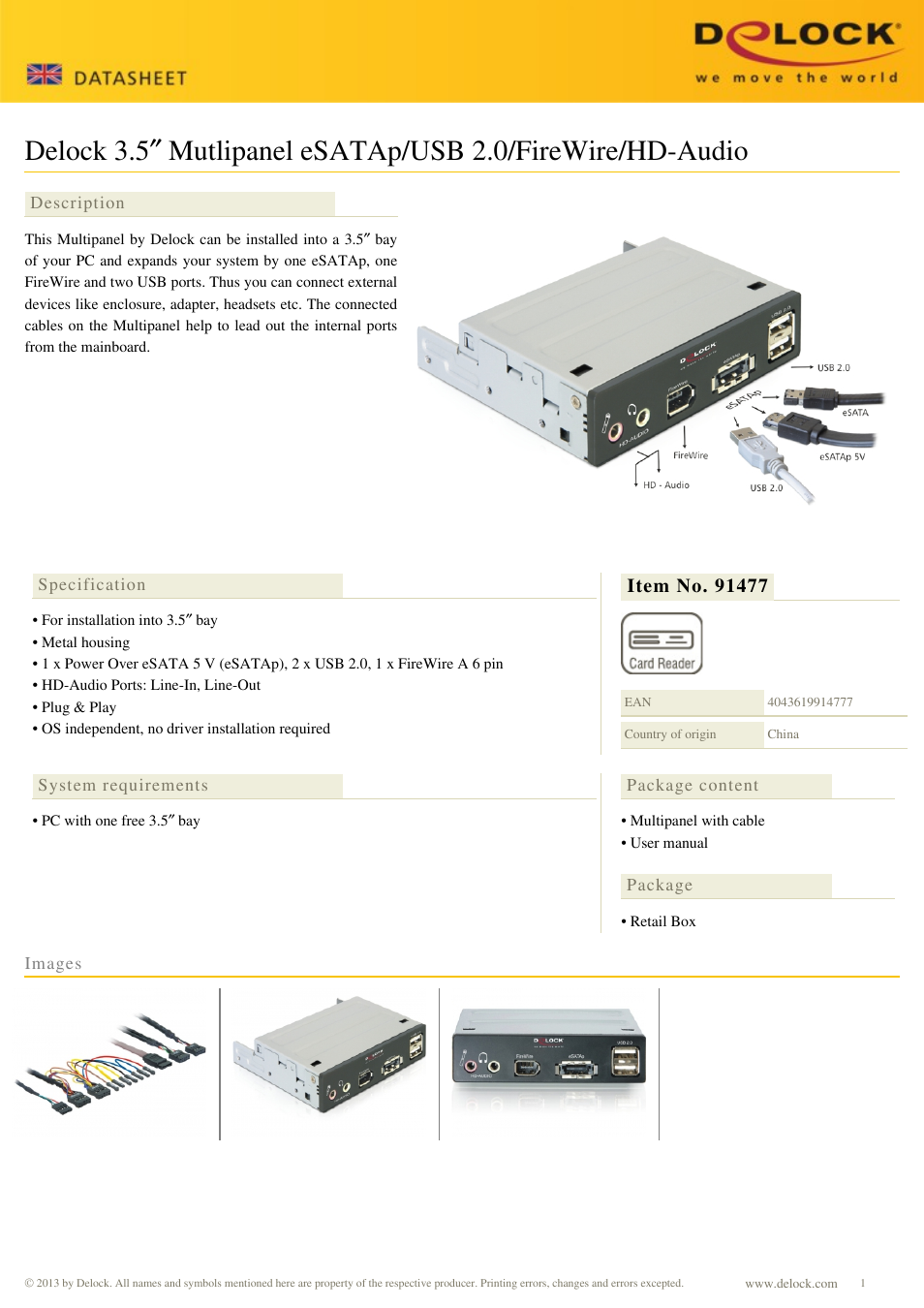 DeLOCK 91477 User Manual | 1 page