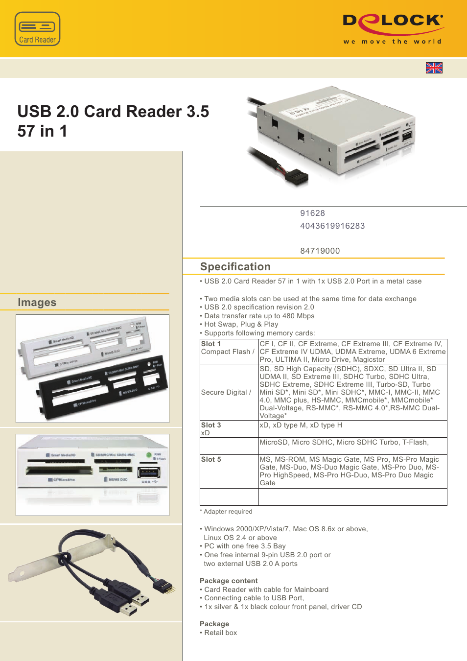 DeLOCK 91628 User Manual | 1 page