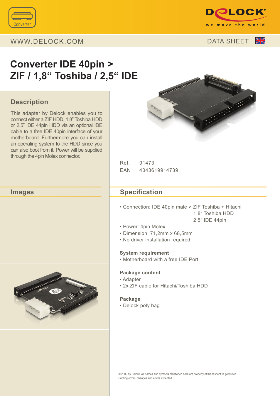 DeLOCK 91473 User Manual | 1 page