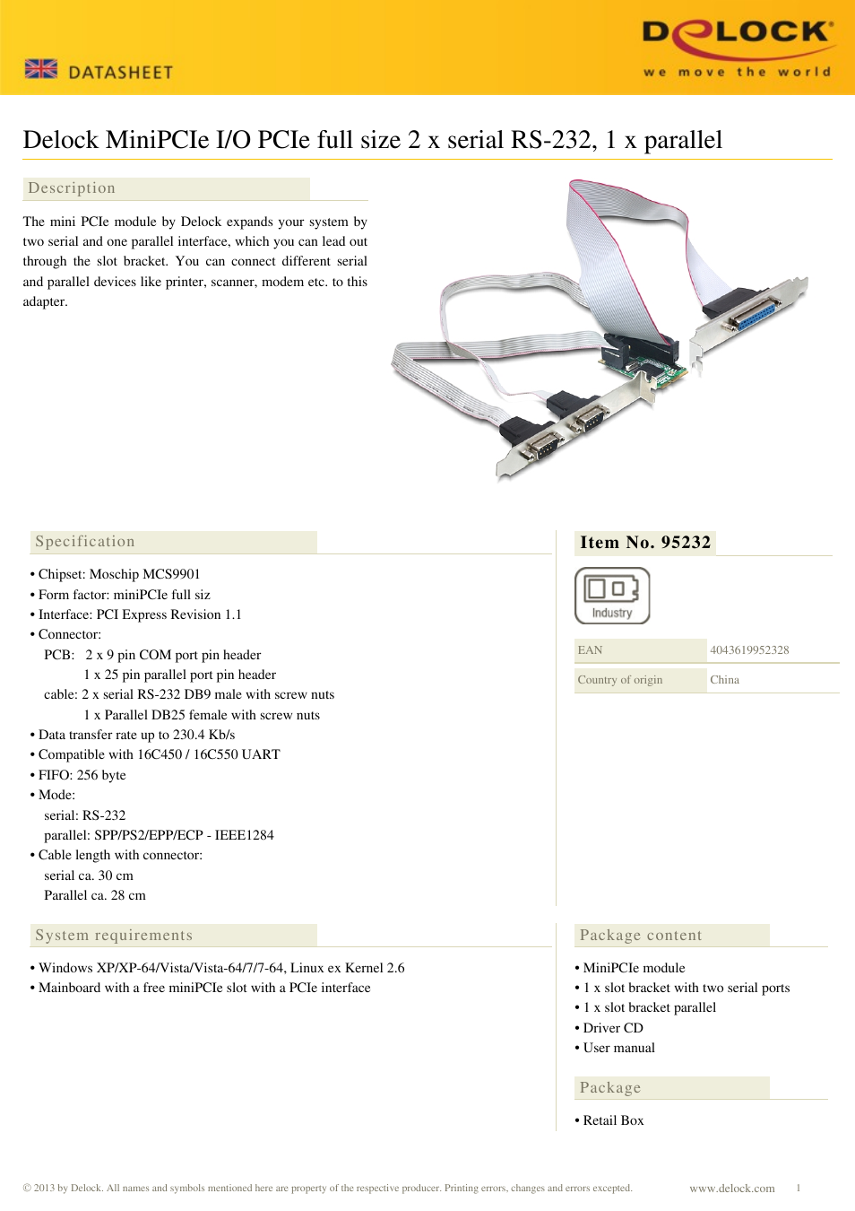 DeLOCK 95232 User Manual | 2 pages