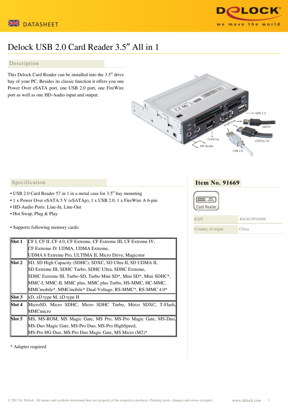 DeLOCK 91669 User Manual | 2 pages