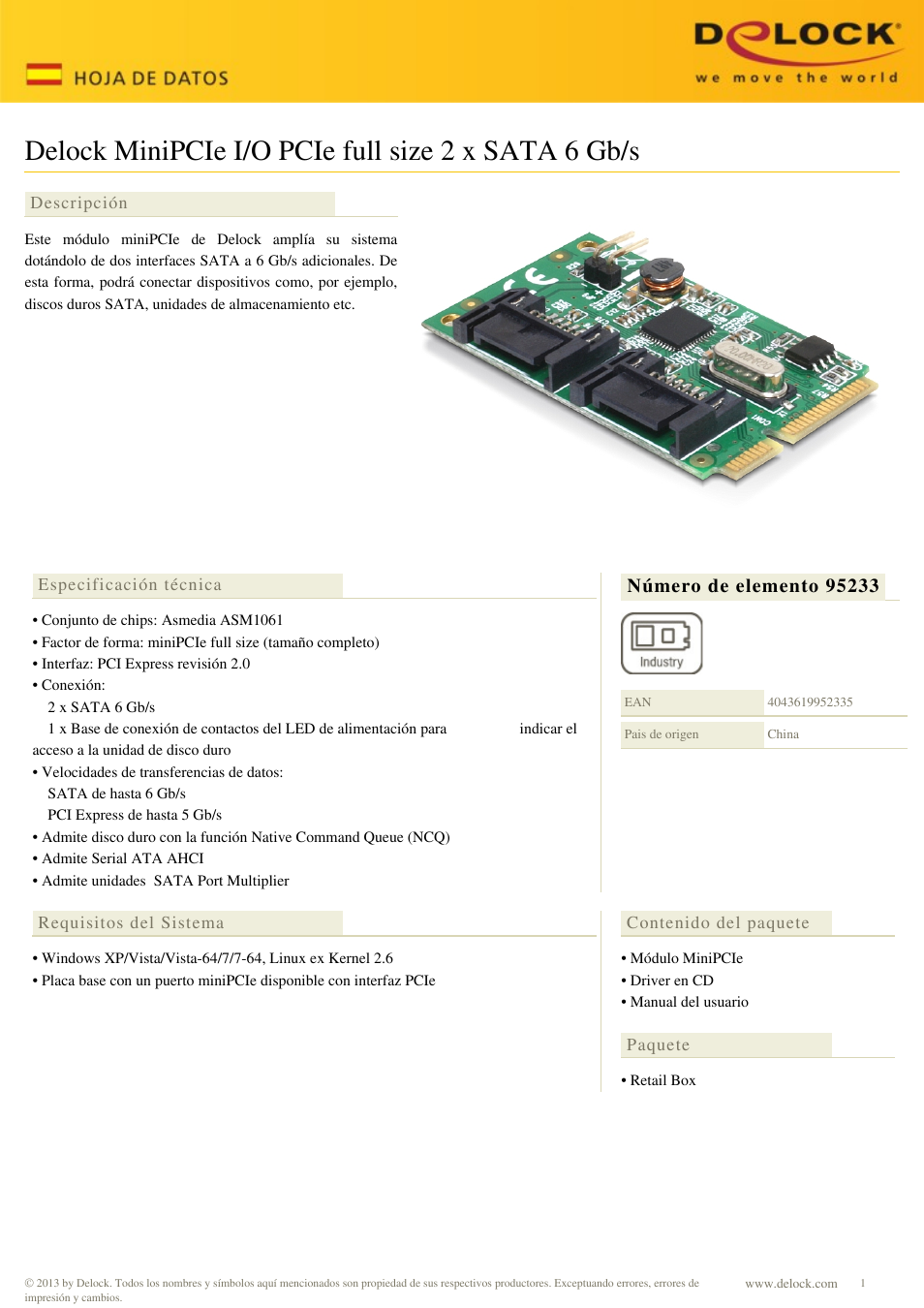 DeLOCK 95233 User Manual | 2 pages