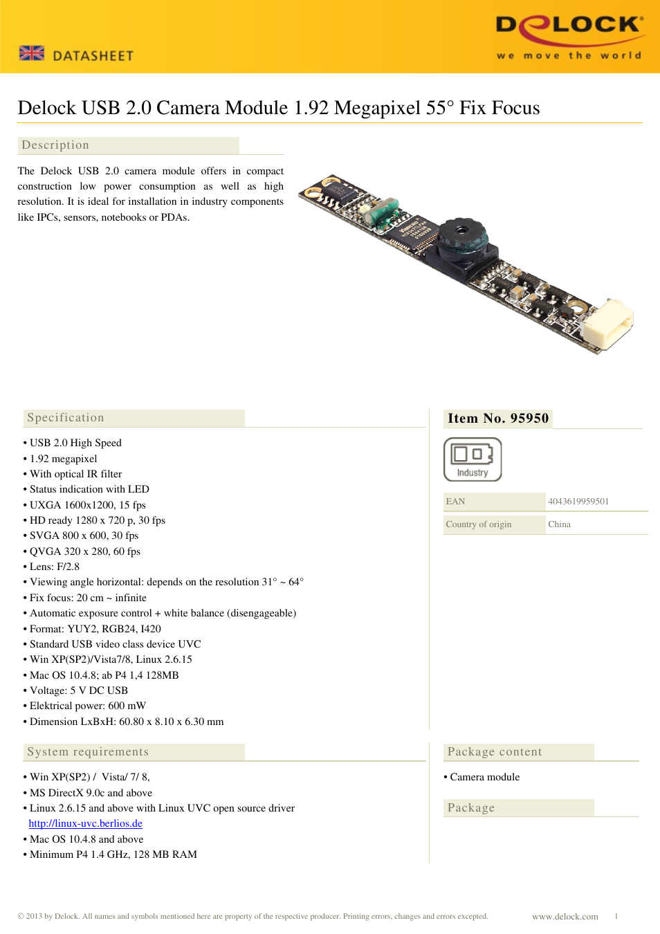 DeLOCK 95950 User Manual | 2 pages