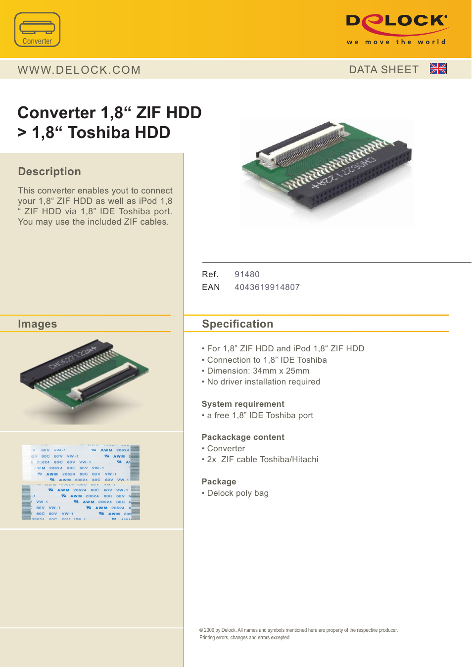 DeLOCK 91480 User Manual | 1 page