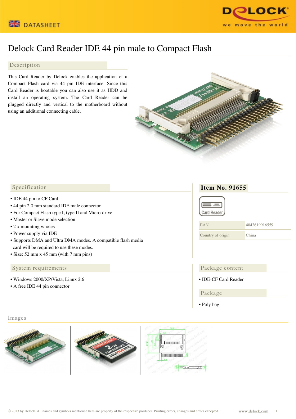 DeLOCK 91655 User Manual | 1 page