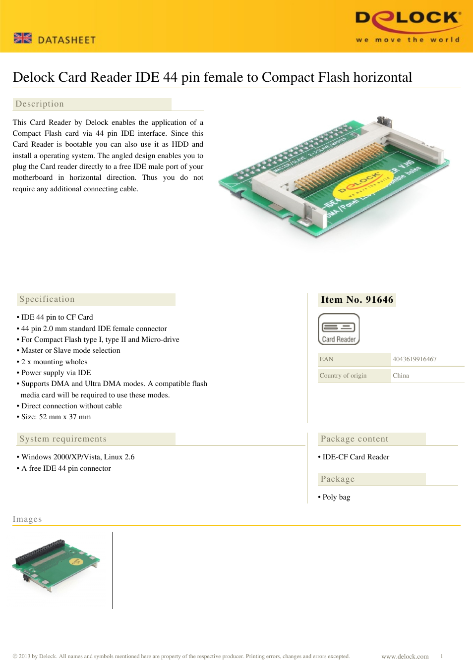 DeLOCK 91646 User Manual | 1 page