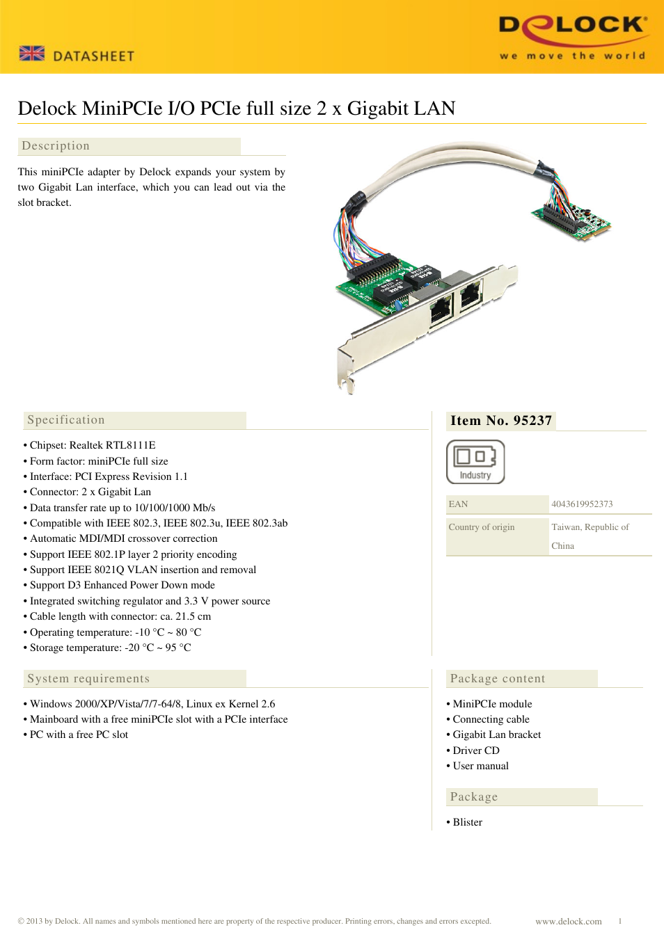 DeLOCK 95237 User Manual | 1 page