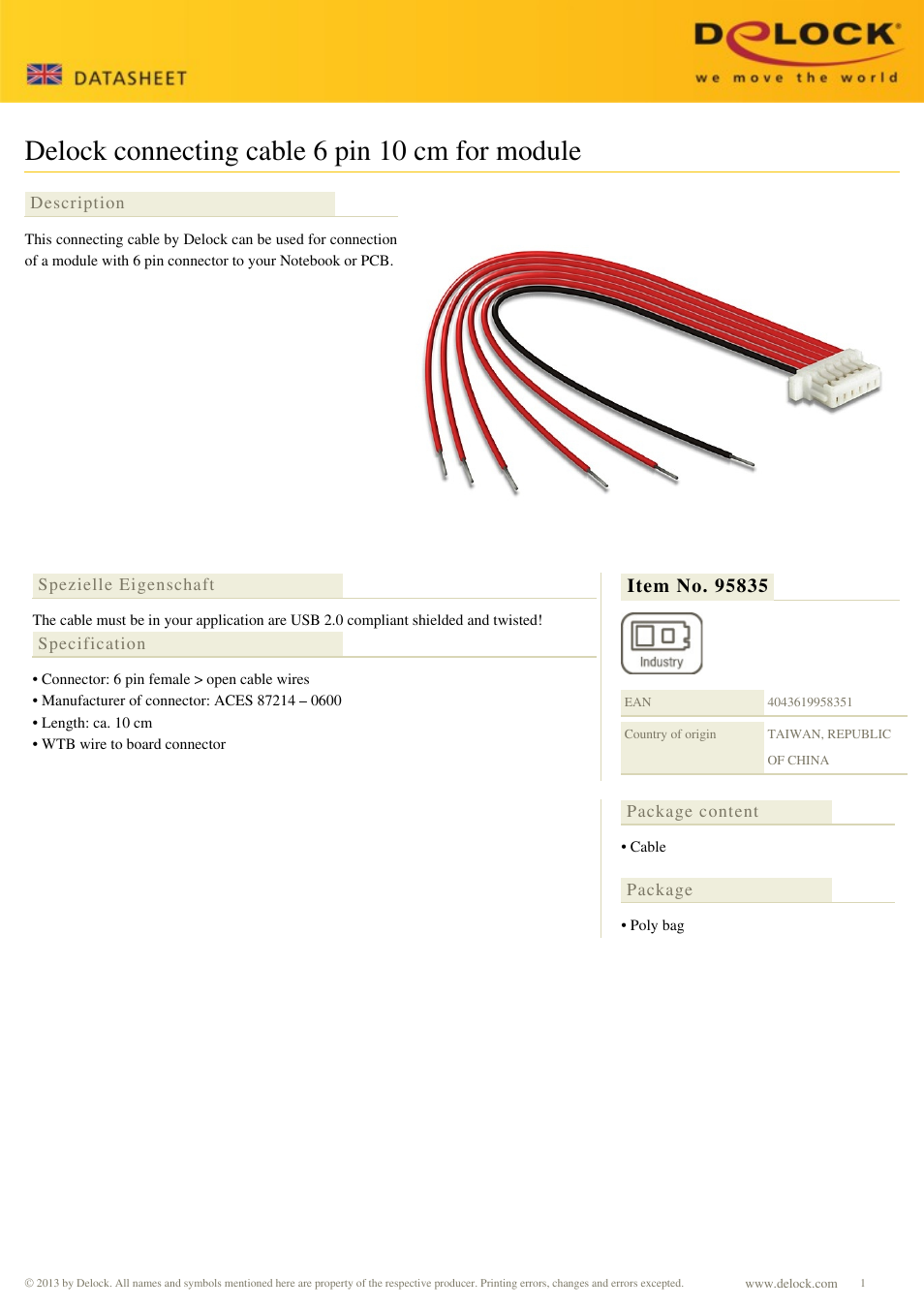 DeLOCK 95835 User Manual | 1 page