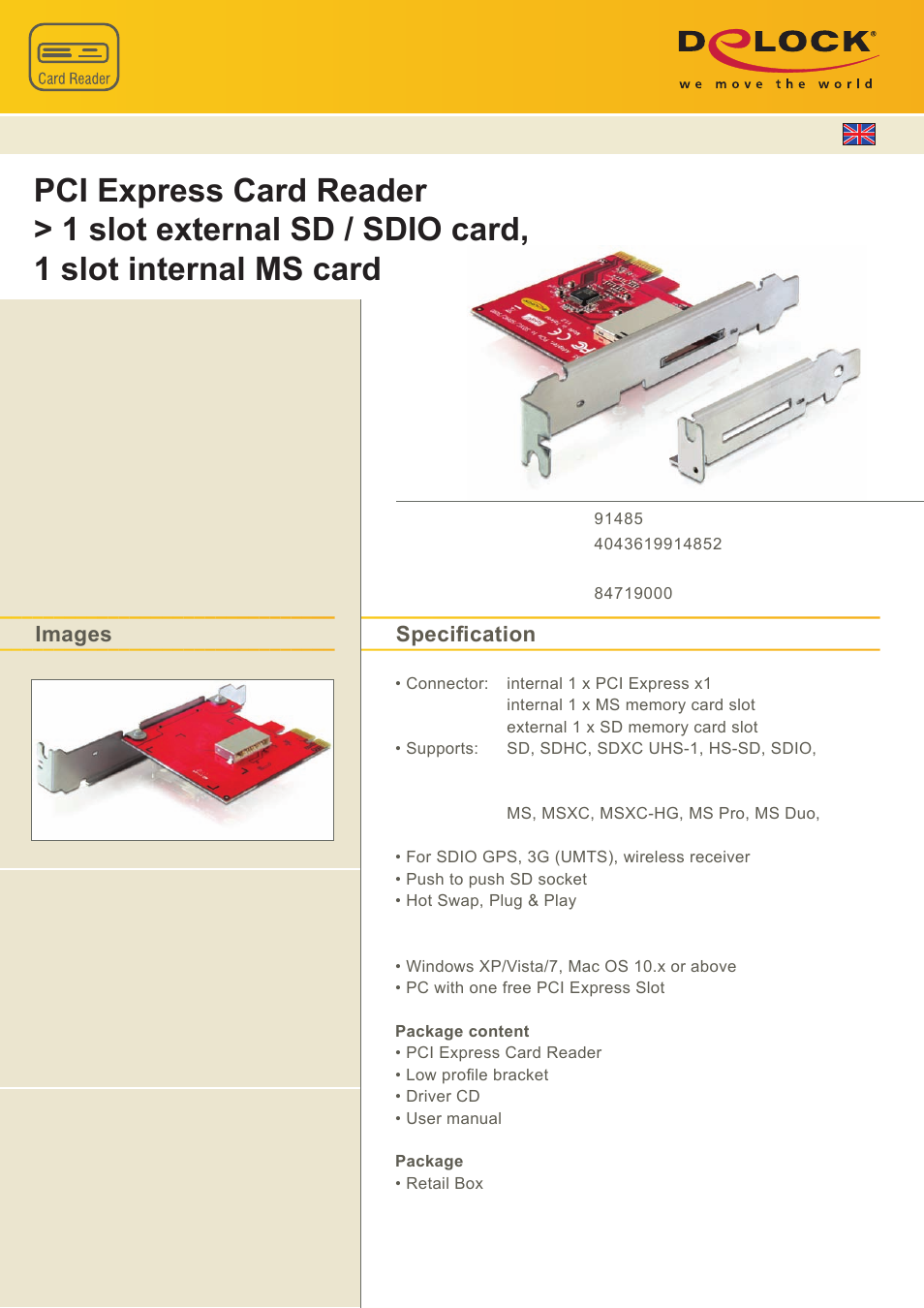 DeLOCK 91485 User Manual | 1 page