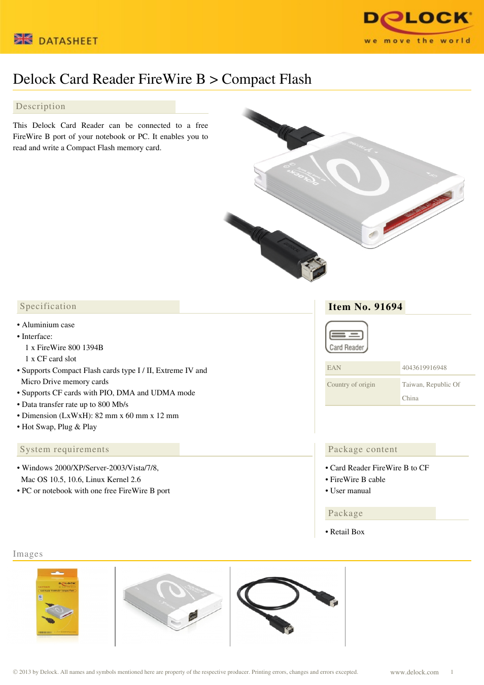 DeLOCK 91694 User Manual | 1 page