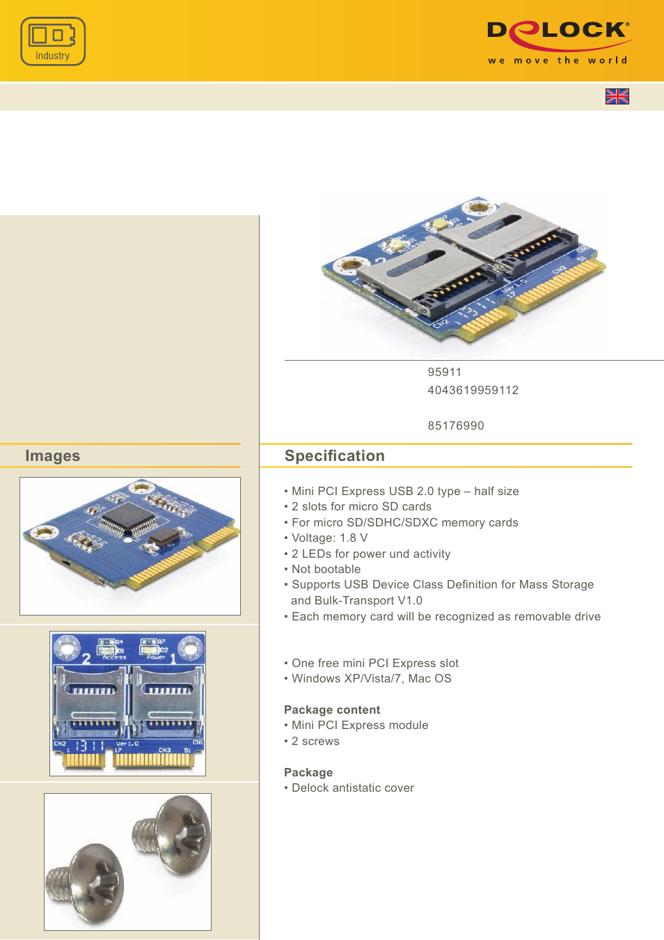 DeLOCK 95911 User Manual | 1 page