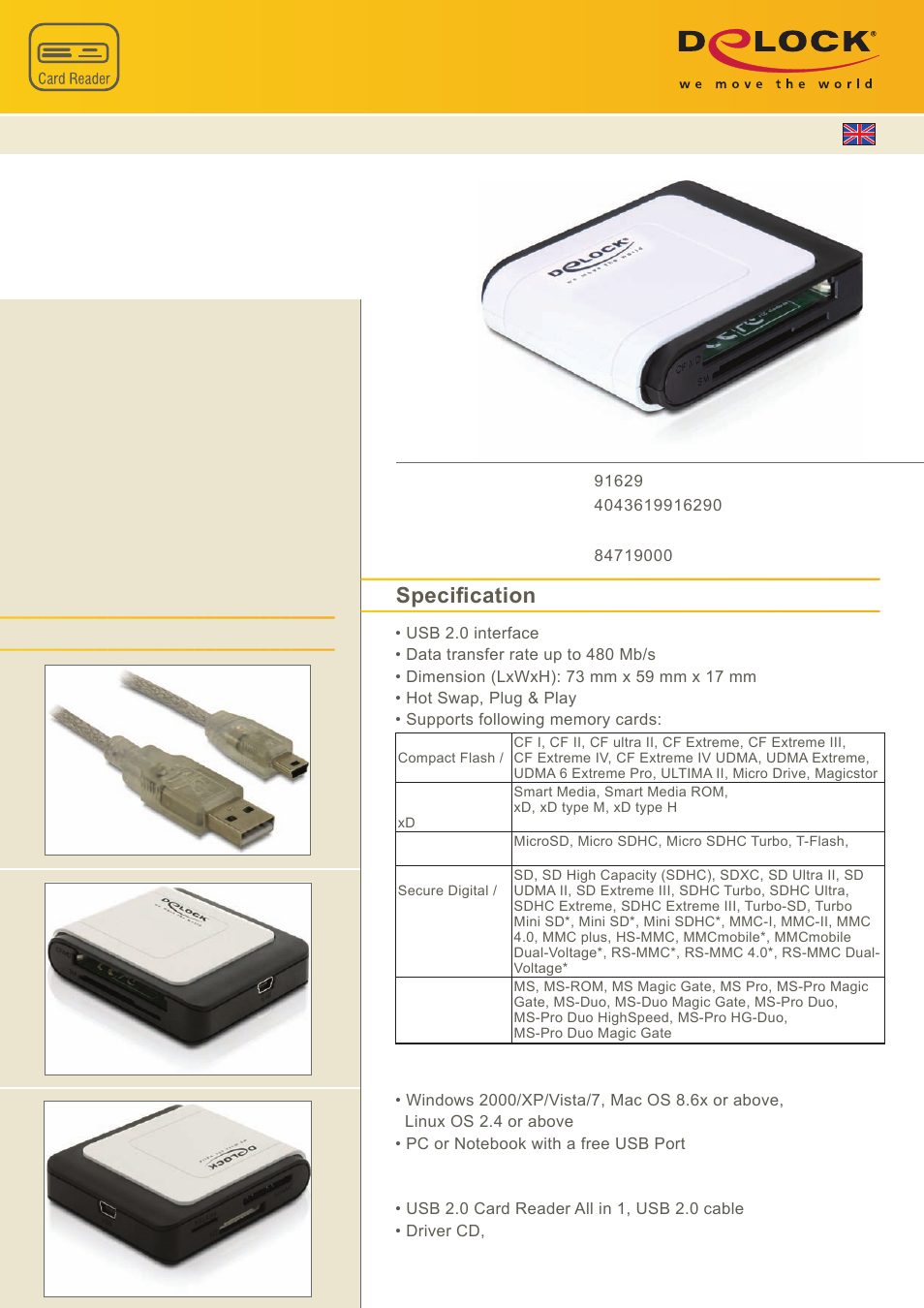 DeLOCK 91629 User Manual | 1 page