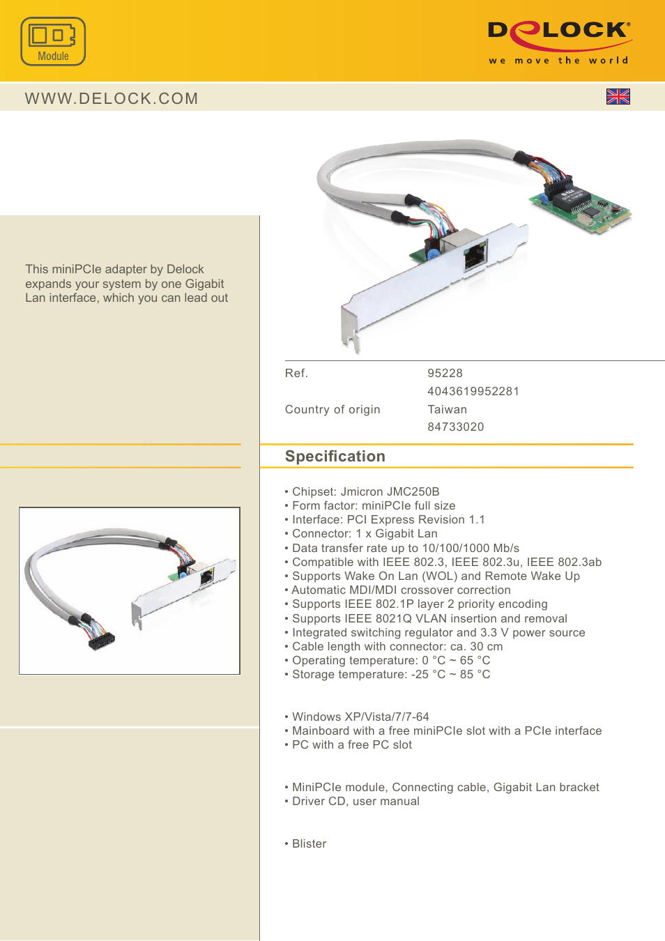 DeLOCK 95228 User Manual | 1 page