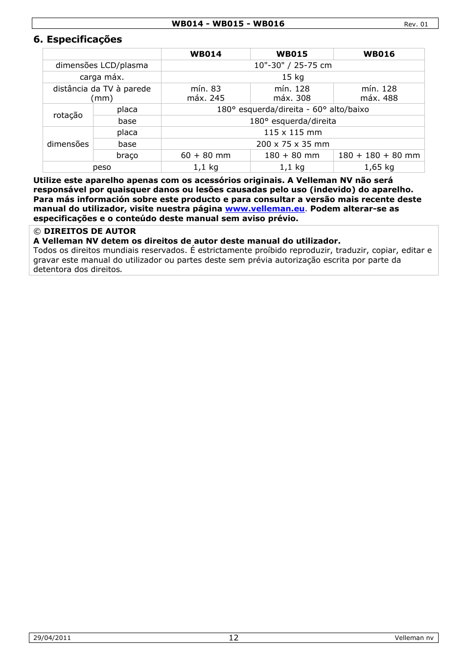 Velleman WB014 User Manual | Page 12 / 15