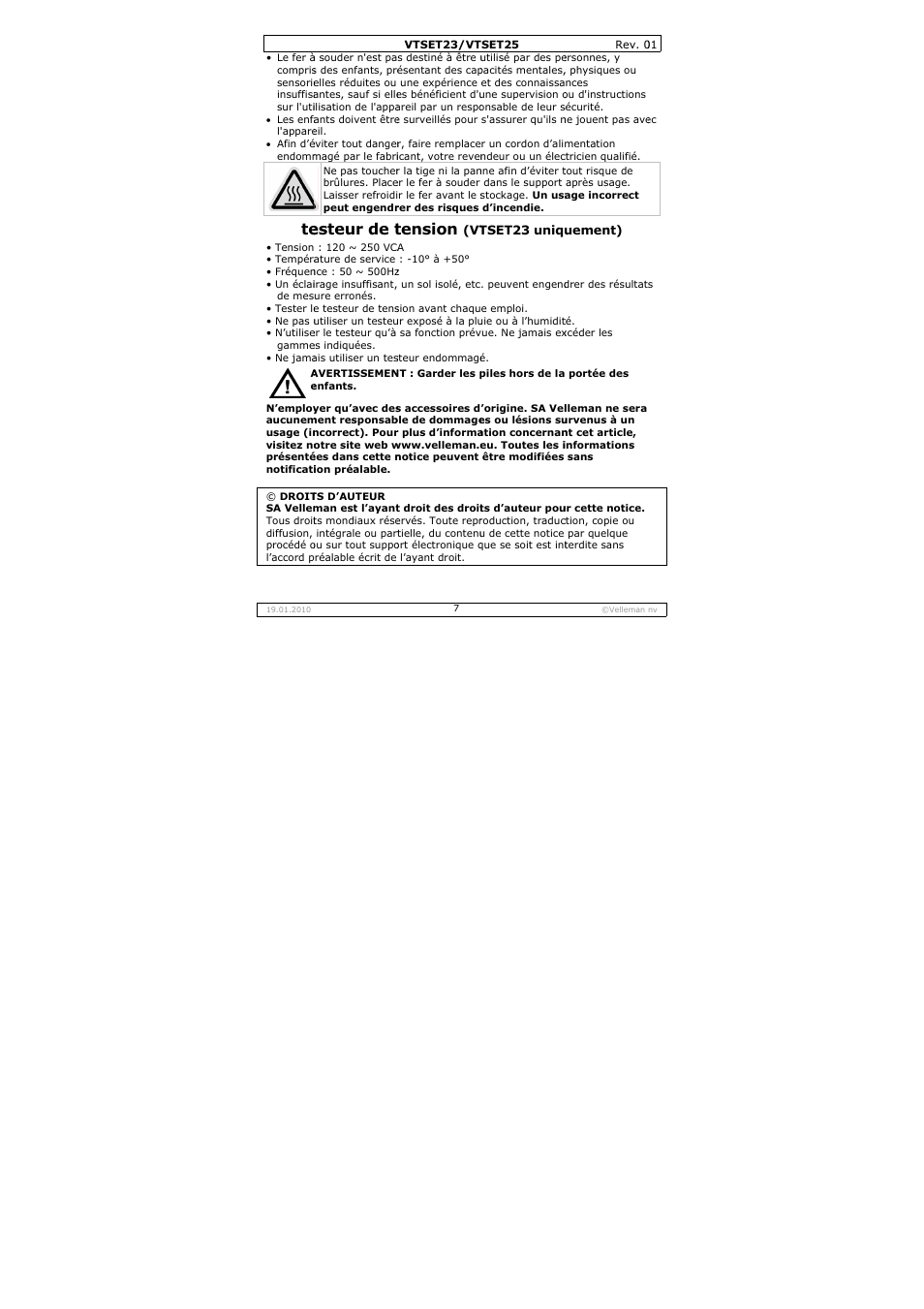 Esteur de t, Tension | Velleman VTSET23 User Manual | Page 7 / 15