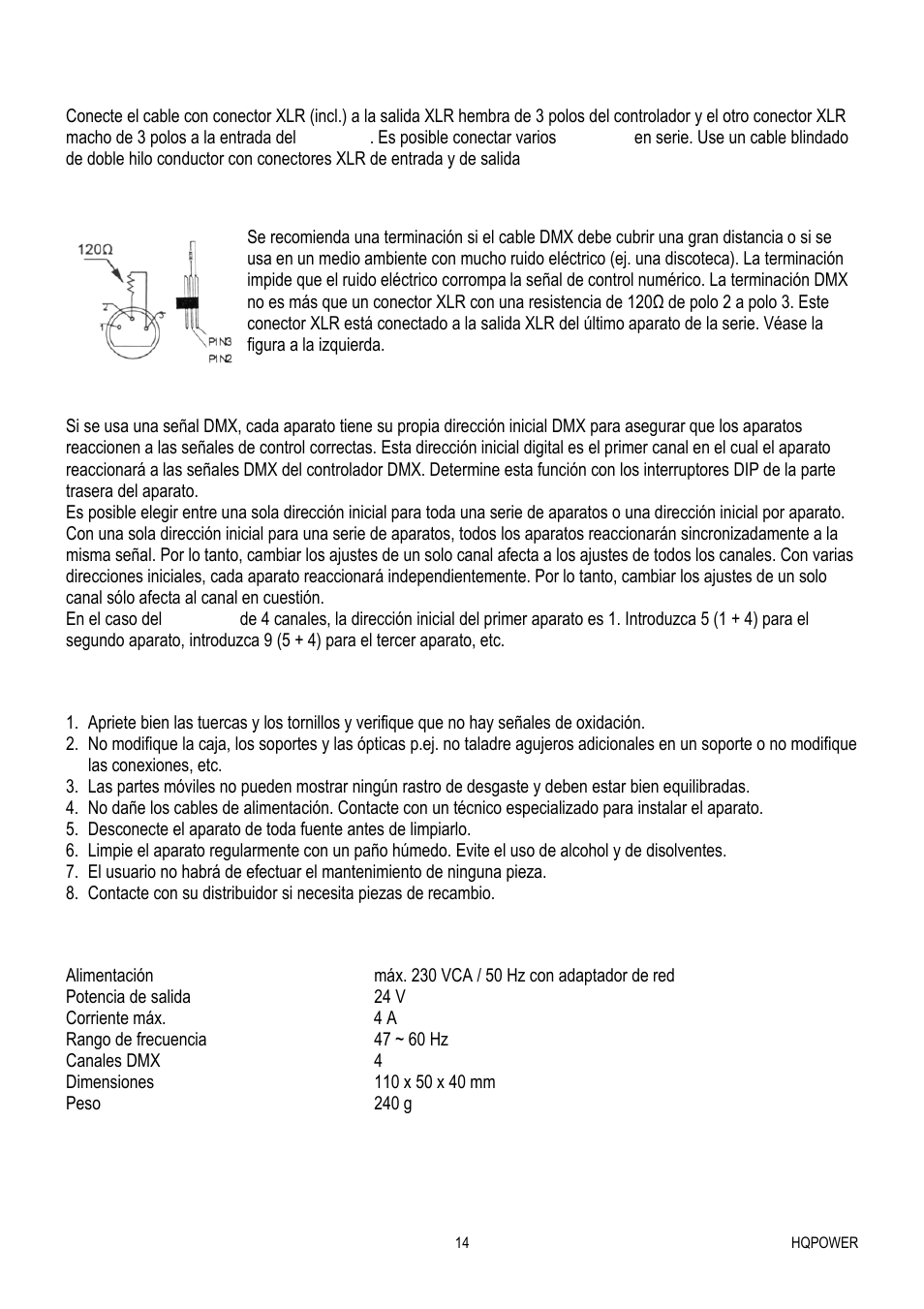 Limpieza y mantenimiento, Especificaciones | Velleman VDPLTC2 User Manual | Page 14 / 18